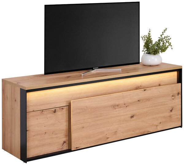 KOMODA POD TELEVIZI, černá, dub artisan, 155/55/41 cm Hom`in - Černé komody