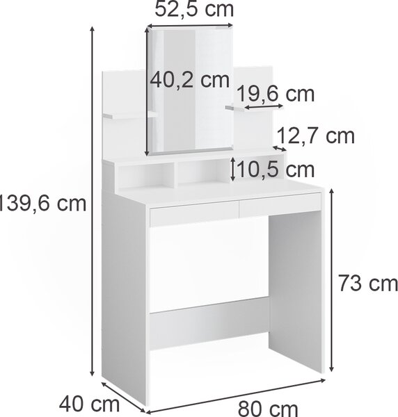 Toaletní stolek Vicco Ania Bílá 80 cm, Model 36282