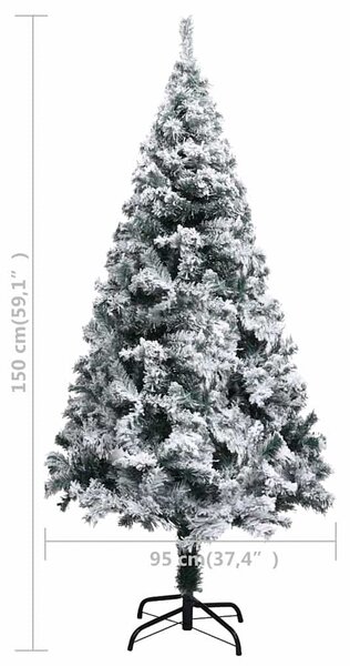 Umělý vánoční stromek zasněžený zelený 150 cm PVC 320963
