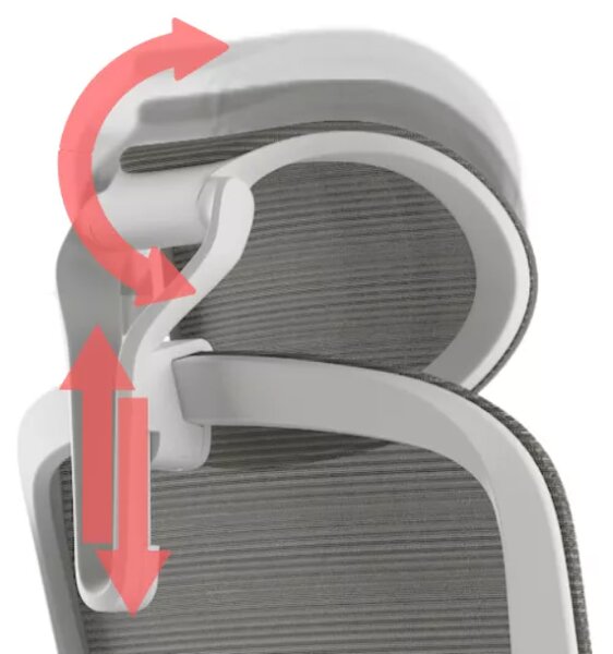 Kancelářská ergonomická židle BESSEL s podhlavníkem — síť, šedý plast, nosnost 120 kg, světle šedá
