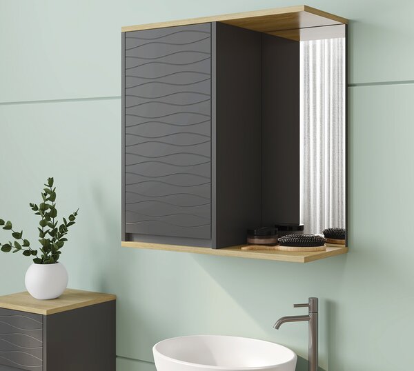 Koupelnová zrcadlová skříňka Vicco Livia Antracit 60 x 63 cm, Model 50143