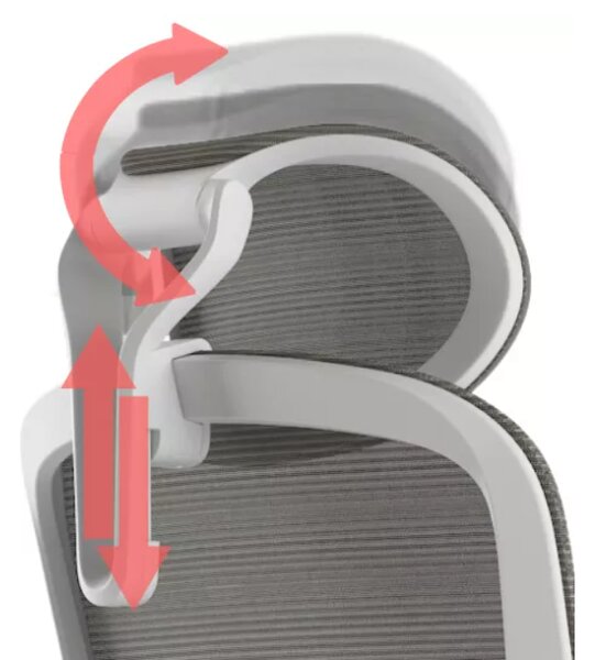 Kancelářská ergonomická židle BESSEL s podhlavníkem — síť, šedý plast, nosnost 120 kg, modrá
