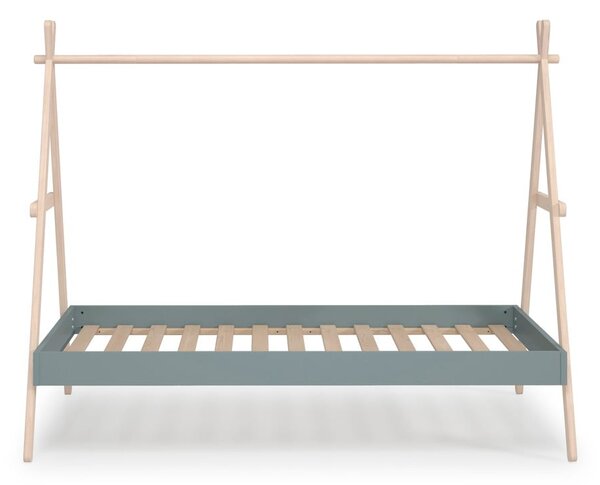 Zelená/přírodní domečková dětská postel z borovicového dřeva 90x200 cm Trufa – Marckeric