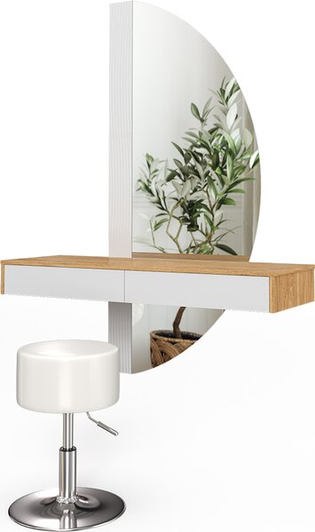 Toaletní stolek Vicco Melisa Bílá 120 cm s LED osvětlením a taburetem, Model 40873
