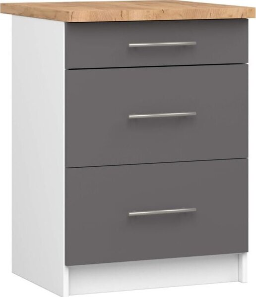 BDW kuchyňská skříňka, kuchyňská skříňka s pracovní deskou, dvířky, zásuvkou, bílá/šedá