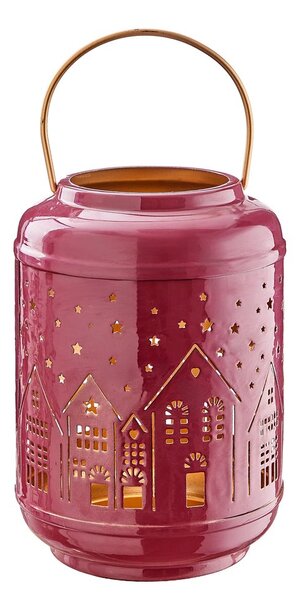 COZY HOME Lucerna kovová 23 cm - tm. růžová