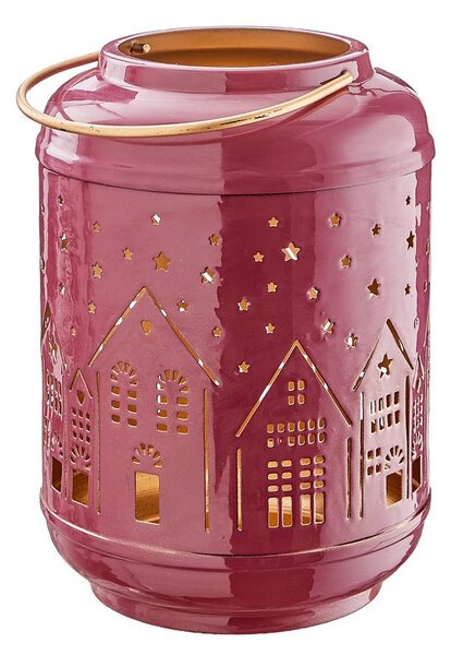 COZY HOME Lucerna kovová 23 cm - tm. růžová