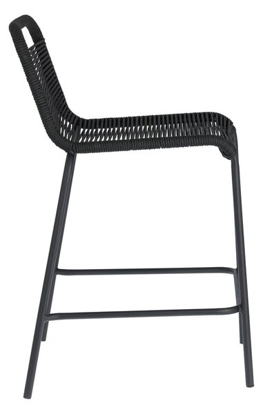 Černá barová židle s ocelovou konstrukcí Kave Home Glenville, výška 62 cm