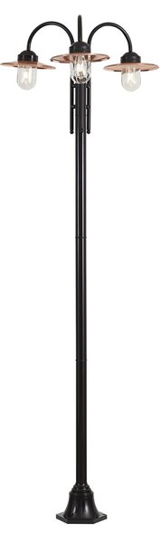 Moderní venkovní lampa černá s mědí 235 cm 3-světla IP44 - Kansas