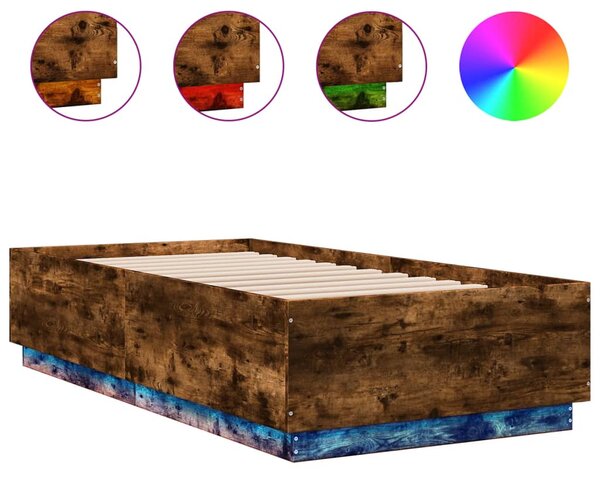 Rám postele s LED osvětlením kouřový dub 75 x 190 cm kompozit 3209671