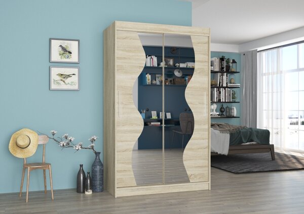 Šatní skříň se zrcadlem 120 cm DABLA - dub sonoma