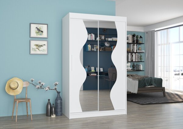 Šatní skříň se zrcadlem 120 cm DABLA - bílá