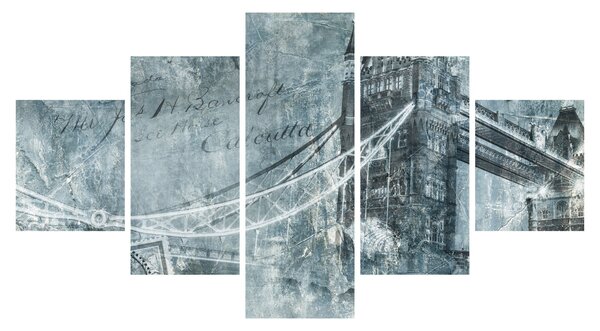 Obraz - Tower Bridge v chladných tónech (125x70 cm)