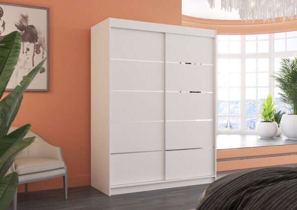 Šatní skříň s posuvnými dveřmi 150 cm FAKRIA - bílá