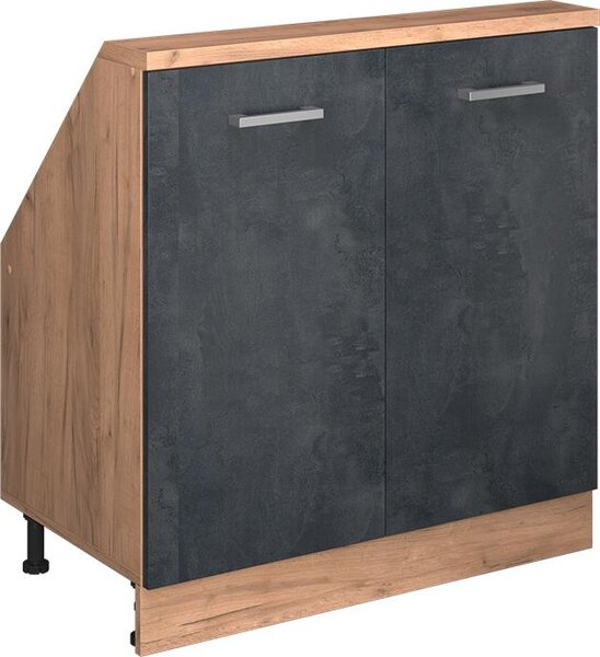 Kuchyňská skříňka pod šikmou střechu Vicco R-Line Černý beton 80 cm se 2 dvířky, Model 58073