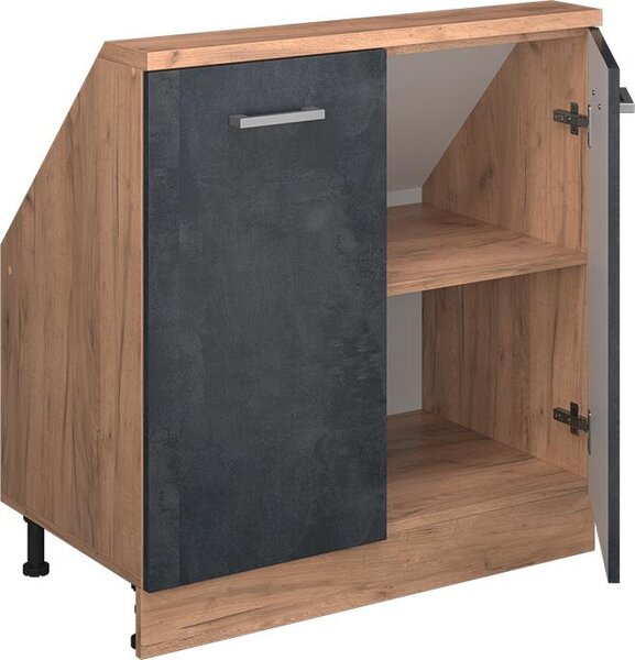 Kuchyňská skříňka pod šikmou střechu Vicco R-Line Černý beton 80 cm se 2 dvířky, Model 58073