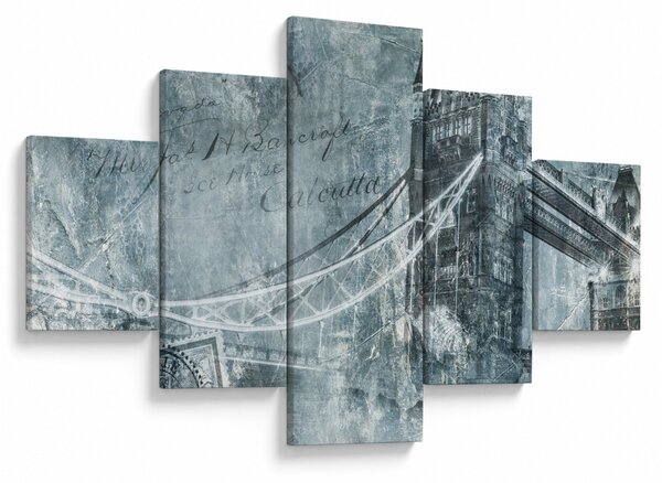 Obraz - Tower Bridge v chladných tónech (125x70 cm)