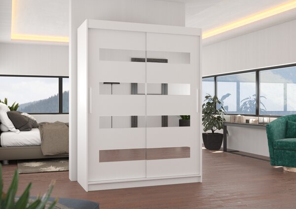 Šatní skříň se zrcadlem 150 cm RADLA - bílá