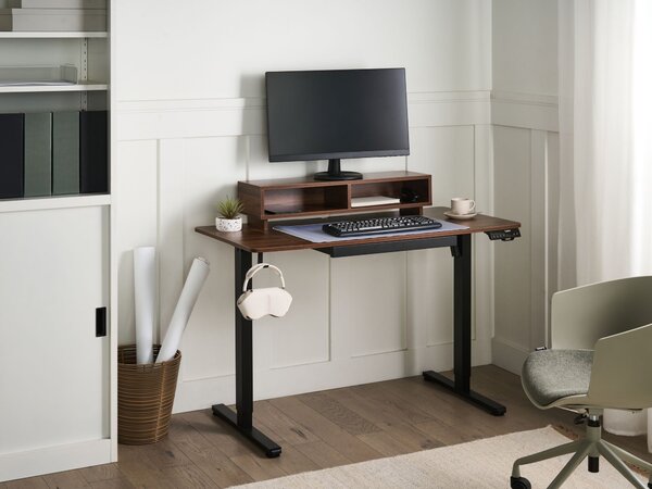 Elektricky výškově nastavitelný pracovní stůl LUCAMA Hnědá/Černá 120 cm 60 cm s USB portem