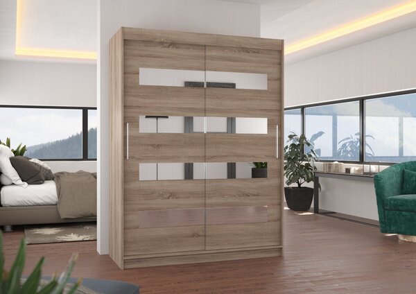 Šatní skříň se zrcadlem 150 cm RADLA - béžová