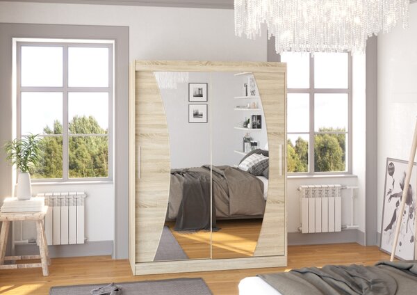 Šatní skříň se zrcadlem 150 cm LABRIS - dub sonoma