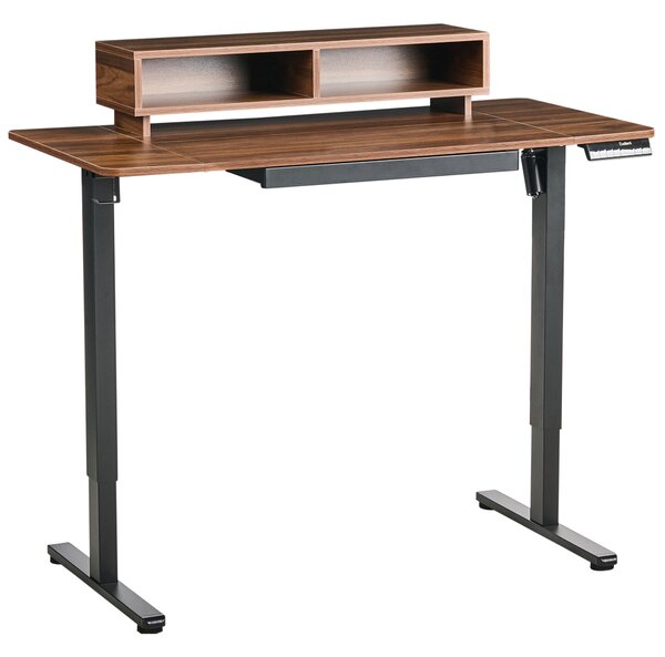 Elektricky výškově nastavitelný pracovní stůl LUCAMA Hnědá/Černá 120 cm 60 cm s USB portem