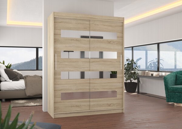 Šatní skříň se zrcadlem 150 cm RADLA - dub sonoma