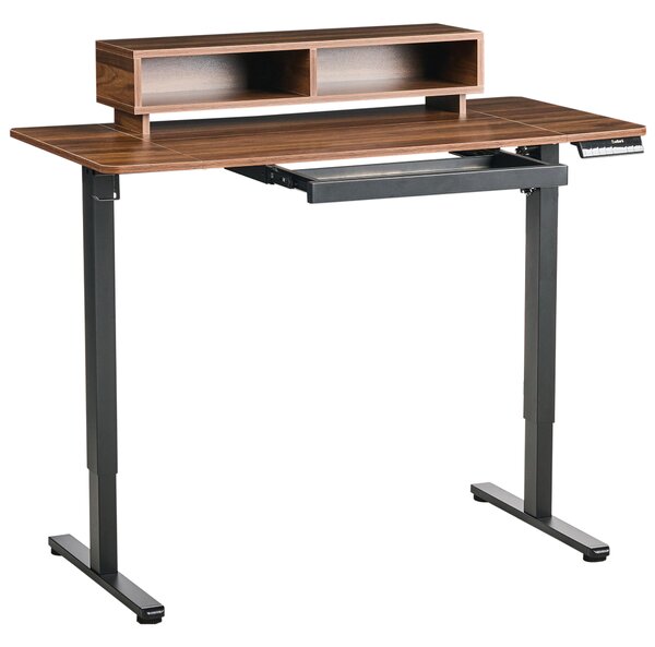 Elektricky výškově nastavitelný pracovní stůl LUCAMA Hnědá/Černá 120 cm 60 cm s USB portem