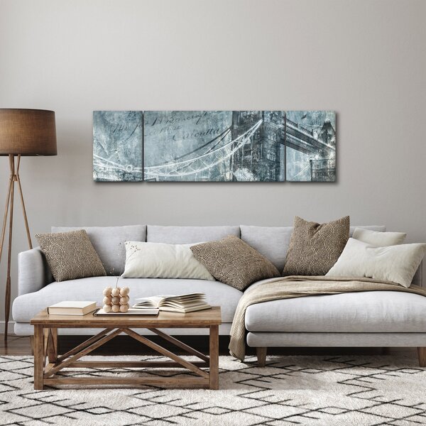 Obraz - Tower Bridge v chladných tónech (170x50 cm)