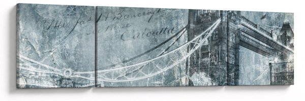 Obraz - Tower Bridge v chladných tónech (170x50 cm)