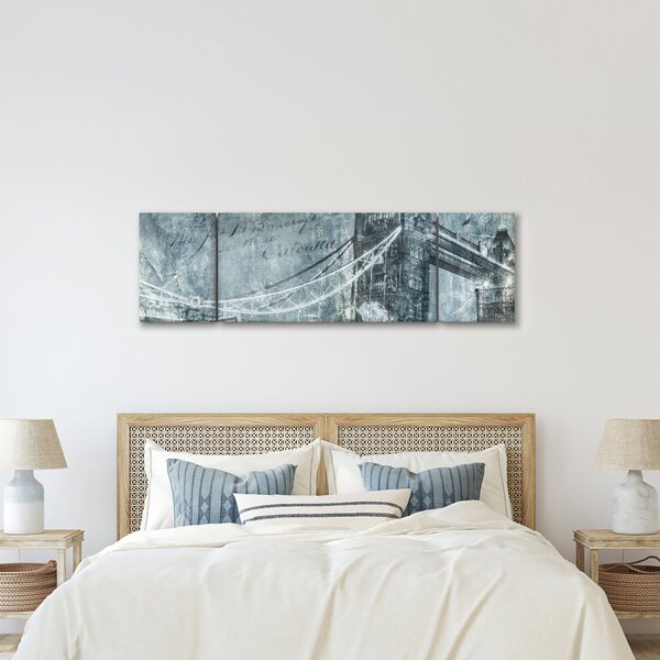 Obraz - Tower Bridge v chladných tónech (170x50 cm)