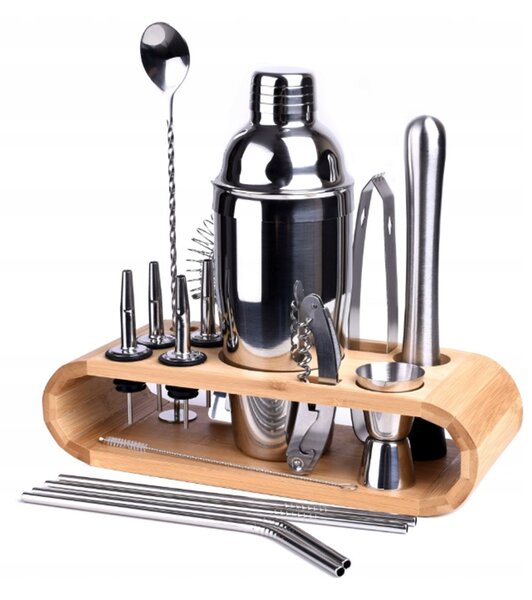 Barový set na koktejly a drinky, 13 dílů, stříbrný KLAUSBERG KB-7654