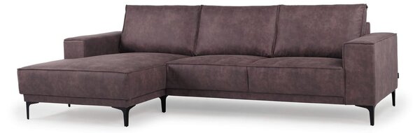 Tmavě hnědá rohová pohovka z imitace kůže (levý roh) Copenhagen – Scandic