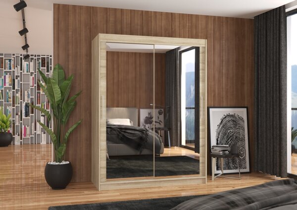 Zrcadlová skříň s posuvnými dveřmi 150 cm TABRIS - dub sonoma