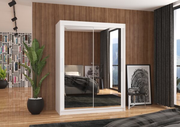 Zrcadlová skříň s posuvnými dveřmi 150 cm TABRIS - bílá
