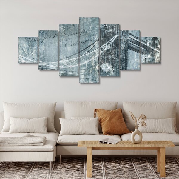 Obraz - Tower Bridge v chladných tónech (210x100 cm)