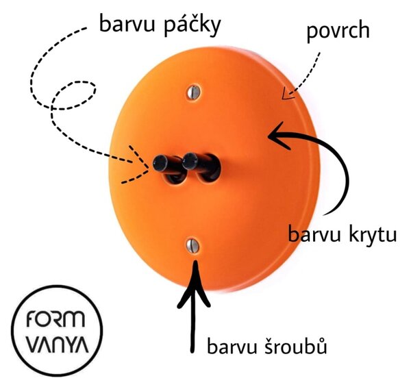 Porcelánová úchytka - oranžová mat - VELKÁ - mix vzorů Velikost: Větrník velký