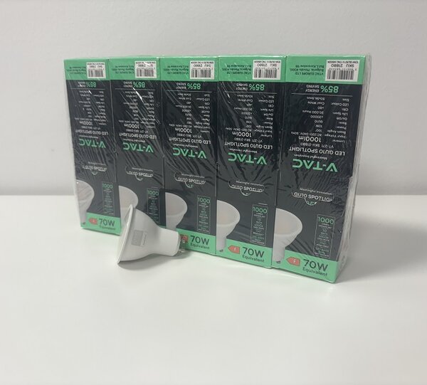 V-TAC PRO LED žárovka GU10 10W CREE čipy, 6+4ks zdarma, Studená bílá 6000 - 6500K