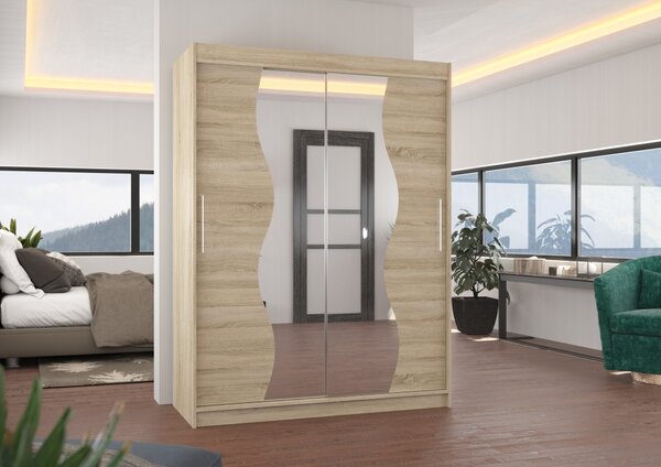 Šatní skříň se zrcadlem 150 cm TAFLA - dub sonoma