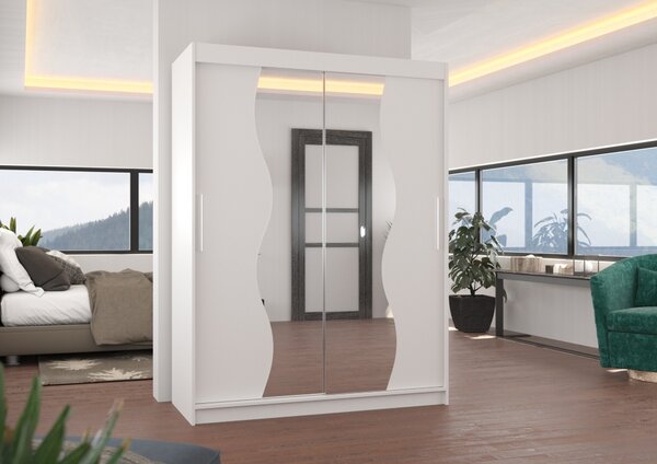 Šatní skříň se zrcadlem 150 cm TAFLA - bílá