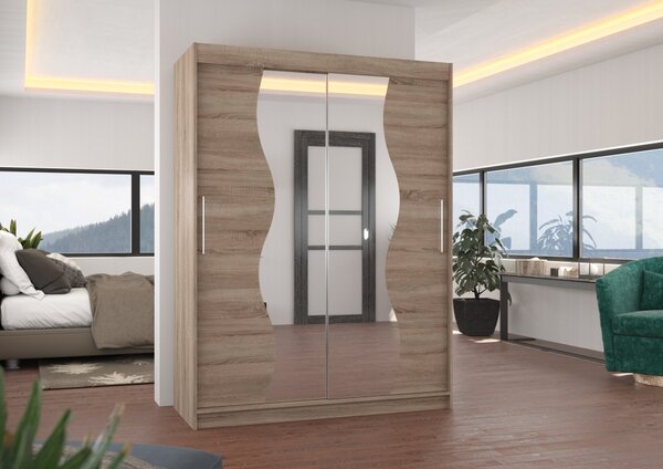 Šatní skříň se zrcadlem 150 cm TAFLA - dub lanýž