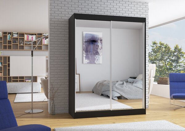Šatní zrcadlová skříň 150 cm DADNA - černá