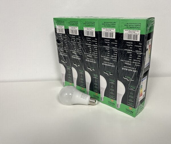 V-TAC LED žárovka E27 A65 17W, 8+2ks zdarma, Studená bílá 6000 - 6500K