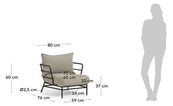 Béžové zahradní křeslo s kovovou konstrukcí Kave Home Mareluz