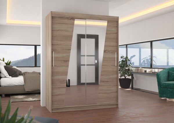 Šatní skříň se zrcadlem 150 cm DAFA - béžová
