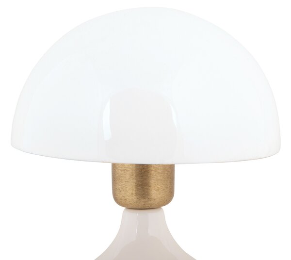 STOLNÍ LAMPIČKA KOVOVÁ BÍLÁ HOUBA Ø 17,5 cm NOČNÍ LAMPA LESKLÁ