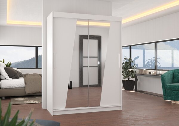 Šatní skříň se zrcadlem 150 cm DAFA - bílá