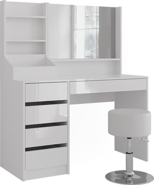 Toaletní stolek Vicco Sherry Bílá/bílý vysoký lesk 119.8 cm 4 díly, Model 57608