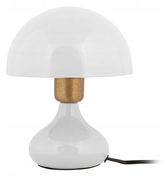 STOLNÍ LAMPIČKA KOVOVÁ BÍLÁ HOUBA Ø 17,5 cm NOČNÍ LAMPA LESKLÁ