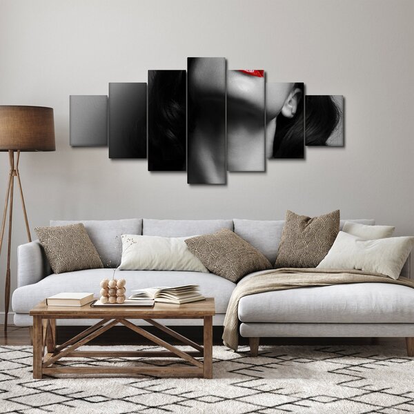 Obraz - Portrét ženy s červenou rtěnkou (210x100 cm)